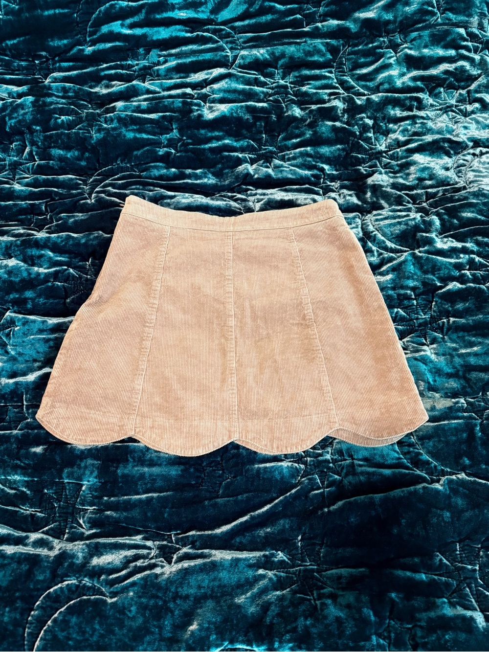 Altar’d State Neutral Blush Scalloped Corduroy Mini Skirt - Women